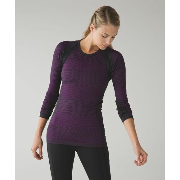 lululemon athletica Tops - EUC lululemon athletica Long Sleeve Performance Top - Deep Purple with Black